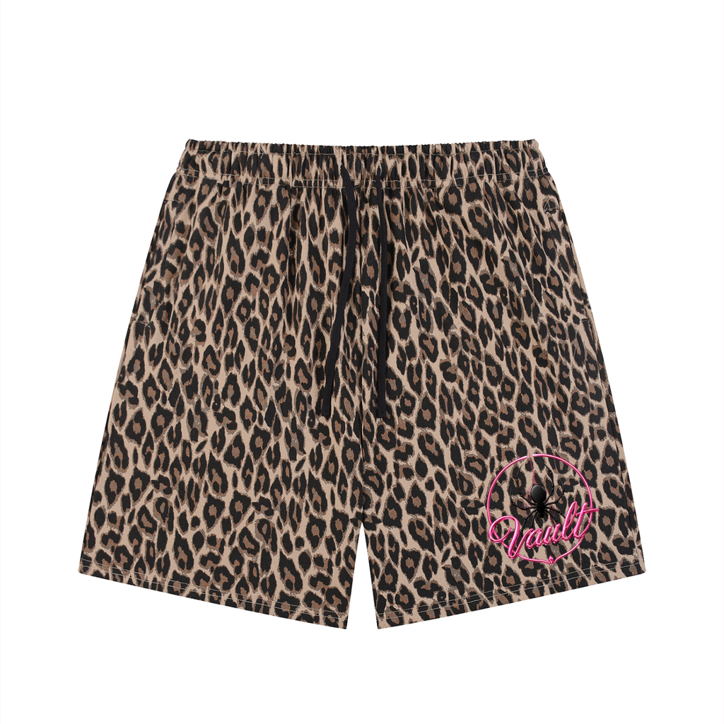 Unisex Heavyweight Leopard Drawstring Shorts