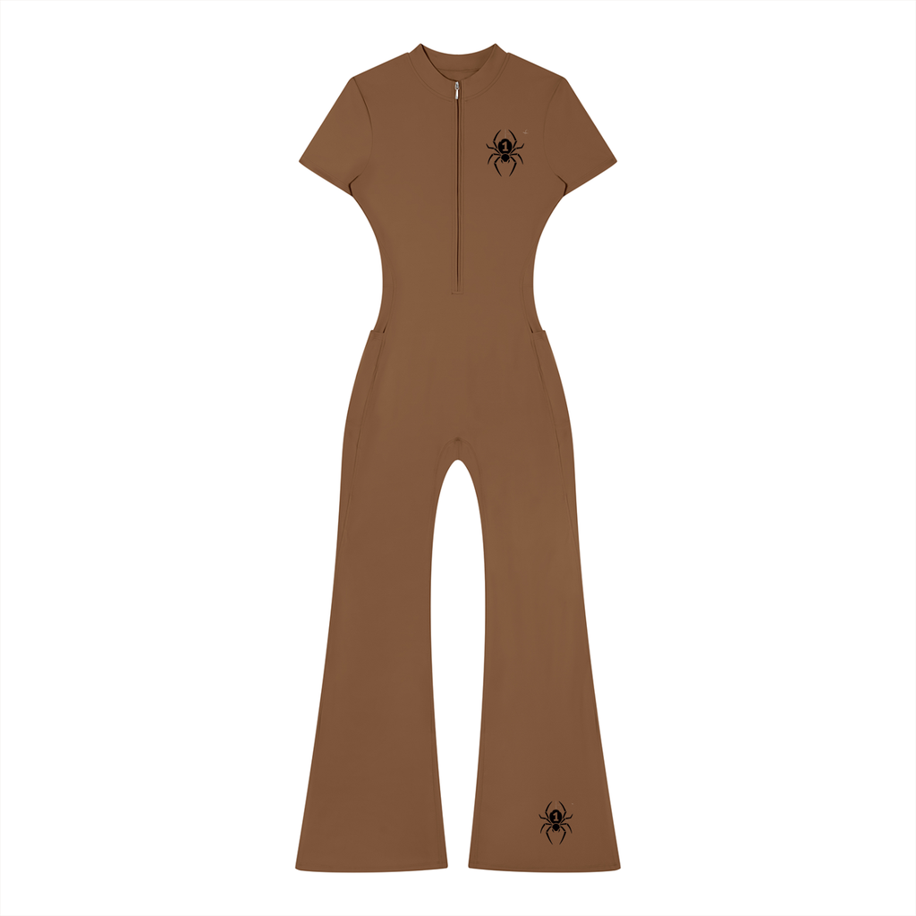 Women’s Tight Flared Leg Quarter-Zip Jumpsuit