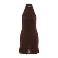 Summer Women Clothing Sexy Halter Solid Color Backless Slim Fit Sheath Dress