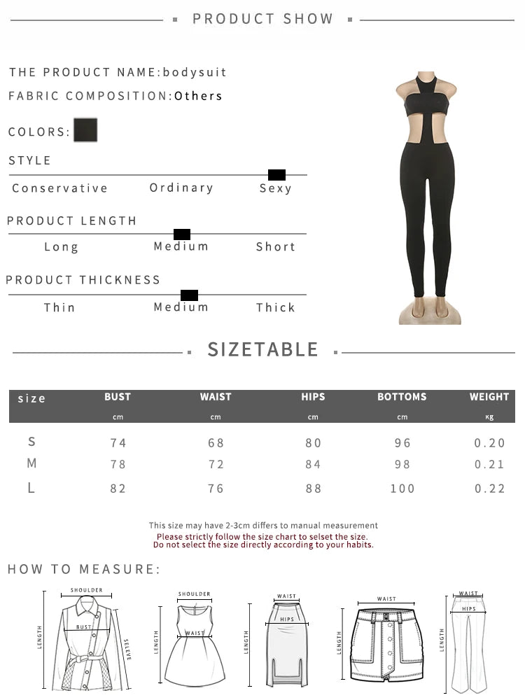 Weird Puss Sexy Backless Jumpsuit Women Halter Sleeveless Waistless Skinny Stretch Midnight Clubwear Fitness Activity Clubwear