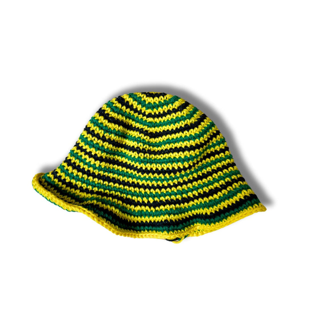 Handmade Jamaica Crochet Bikini 4-Piece Set with Micro Mini Skirt and Bucket Hat